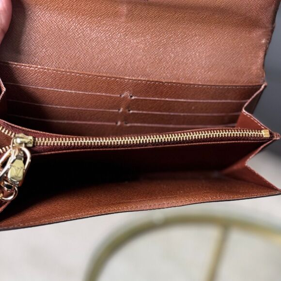 Louis Vuitton Portefeuille Sarah Monogram Long Wallet Brown Authentic with Chain - Picture 6 of 15